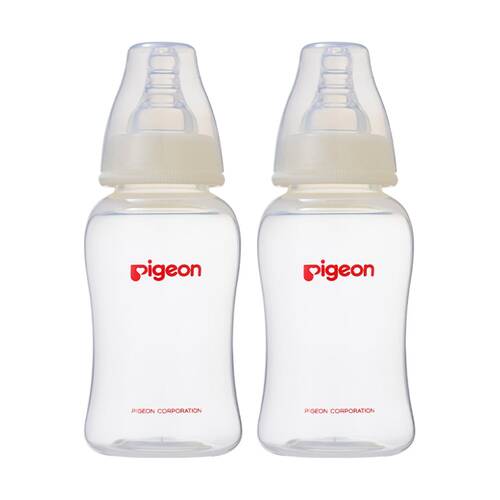 2PK Pigeon Flexible Baby Bottle PP 150ml Peristaltic Teat Clear 0m+