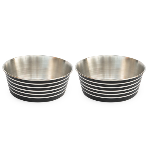 2PK Superior Pet Essentials Heavy Base Pet/Dog/Cat Food Bowl Matte Black 21cm