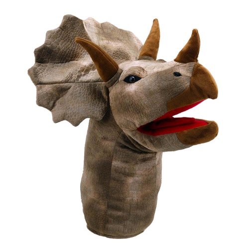 The Puppet Company Triceratops Large Dino Heads 43cm Hand Toy Brown 12m+