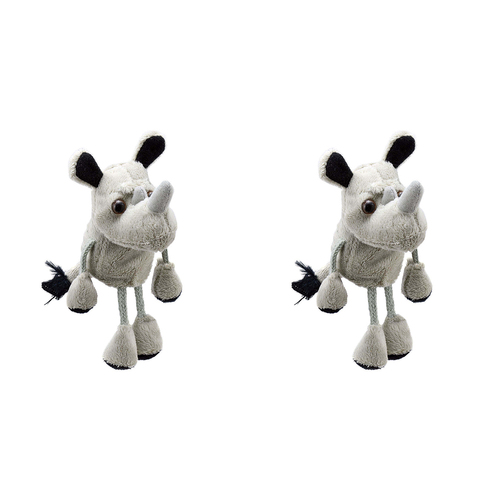 2PK The Puppet Company Rhino Finger Puppets 13cm Toy Grey 12m+