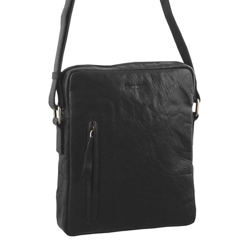 Pierre Cardin 24 x 6 x 26 cm Rustic Leather iPad Cross-Body Bag Black