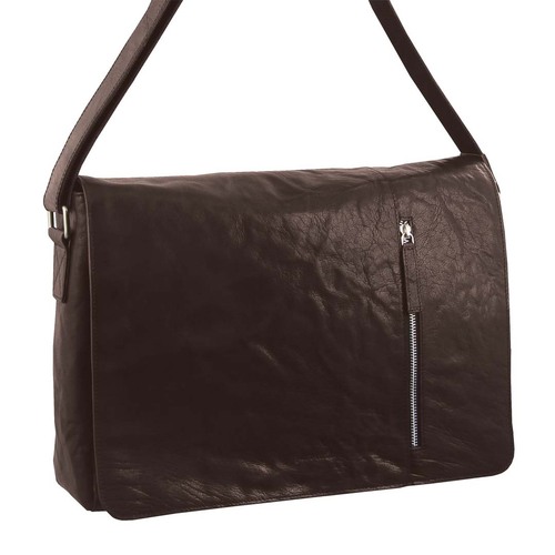 Pierre Cardin 39 x 10 x 29 cm Rustic Leather Computer/Messenger Bag Brown