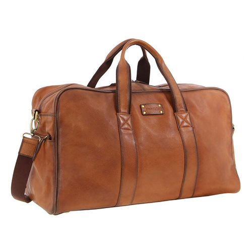 Pierre Cardin Rustic Leather Business/Overnight Bag Cognac