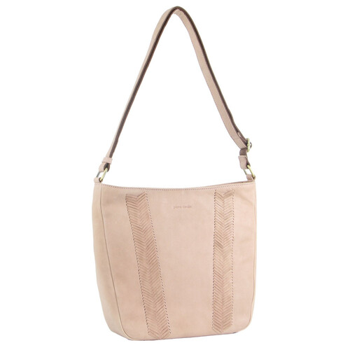 Pierre Cardin Herringbone Embossed Women's Leather Cross Body Bag Dusty Pink