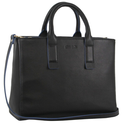 Pierre Cardin Italian Leather Ladies Double Handle Tote Bag Black