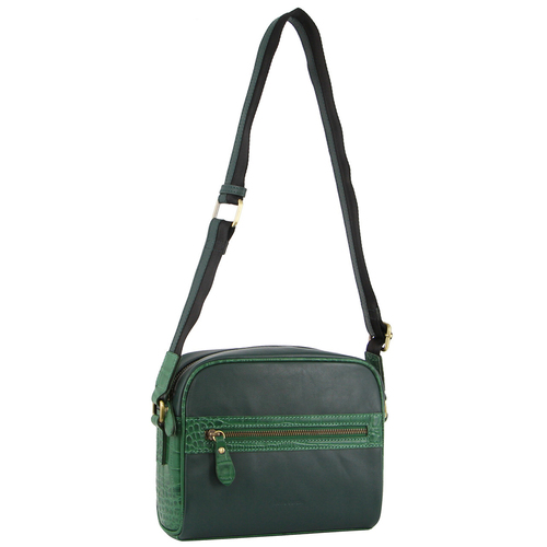 Pierre Cardin Croc-Embossed Leather Cross-Body Bag w/ Fully Lined Interior Green