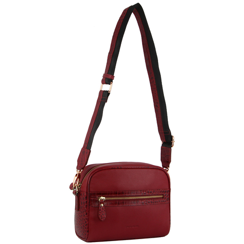 Pierre Cardin Croc-Embossed Leather Cross-Body Bag w/ Fully Lined Interior Red