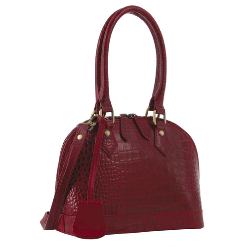 Pierre Cardin Croc-Embossed Leather Cross-Body Bag Red