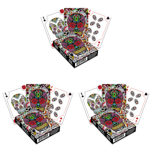 3PK Aquarius Sugar Skulls Playing Cards Poker Gaming Deck