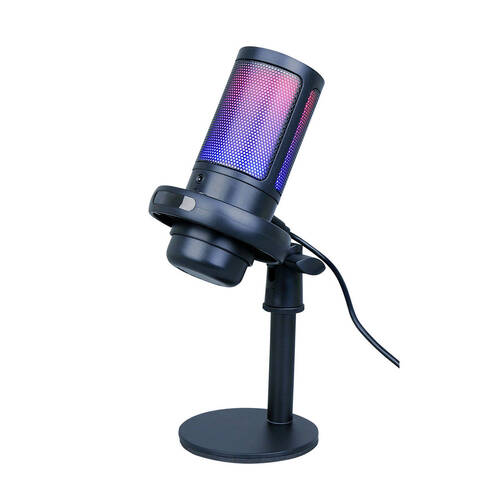 Laser Gaming Streaming Microphone w/ Headphone Jack & Pop Filter RGB Lighting