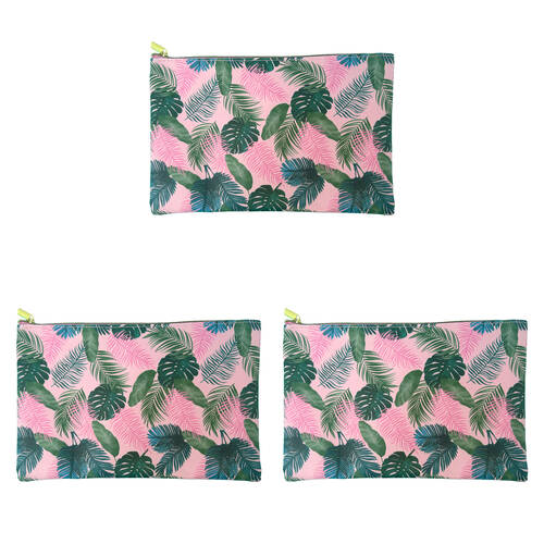 3PK Frankie & Me Women's Zip Makeup Cosmetics Travel Toiletry Bag 28x18cm Tropical
