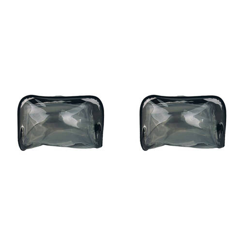 2PK Frankie & Me Women's Clear Zip Makeup Cosmetics Toiletry Bag 24x15.5cm Black