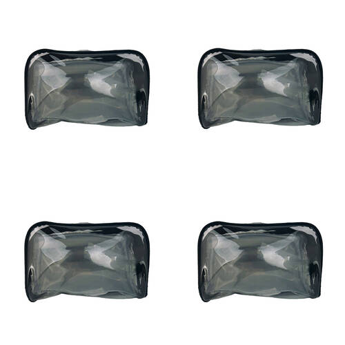 4PK Frankie & Me Women's Clear Zip Makeup Cosmetics Toiletry Bag 24x15.5cm Black