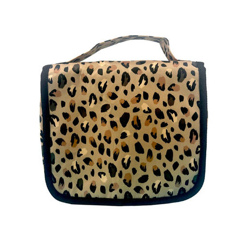 Frankie & Me Women's Zip Cosmetics Hanging Toiletry Bag Medium 25x21cm Cheetah