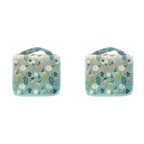 2PK Frankie & Me Women's Zip Cosmetics Hanging Toiletry Bag Medium 25x21cm Floral