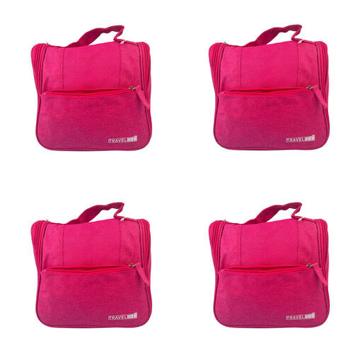 4PK Frankie & Me Women's Zip Cosmetics Hanging Toiletry Bag Medium 22x20cm Pink