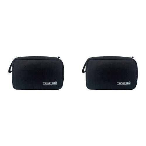 2PK Frankie & Me Women's Rectangular Zip Cosmetics Hanging Toiletry Bag 24.5cm Black