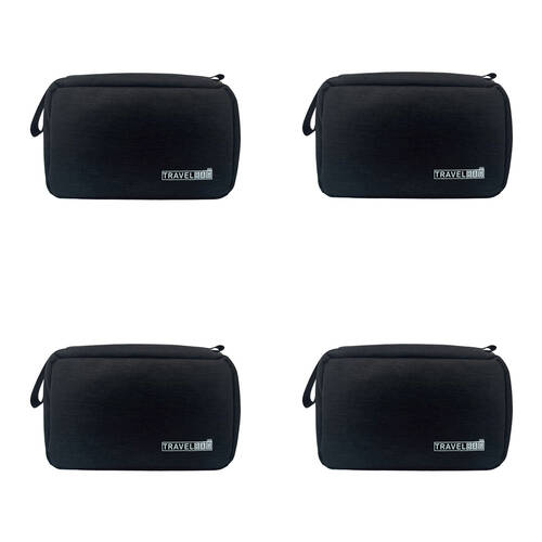 4PK Frankie & Me Women's Rectangular Zip Cosmetics Hanging Toiletry Bag 24.5cm Black