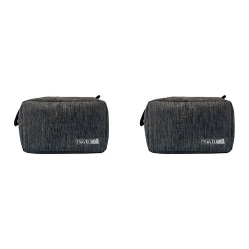 2PK Frankie & Me Women's Rectangular Zip Cosmetics Hanging Toiletry Bag 24.5cm Grey