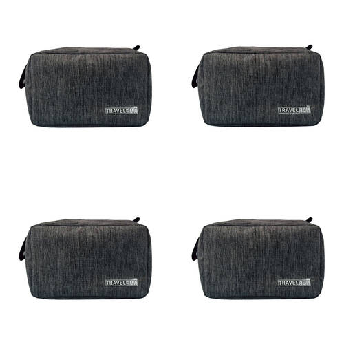 4PK Frankie & Me Women's Rectangular Zip Cosmetics Hanging Toiletry Bag 24.5cm Grey