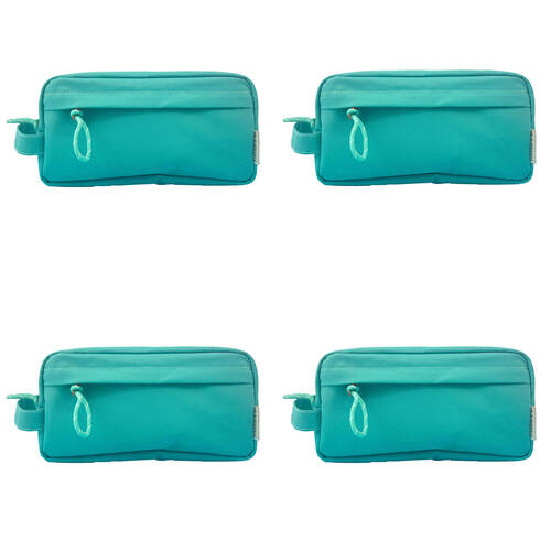 4PK Frankie & Me Women's Rectangular Zip Makeup Cosmetics Toiletry Bag 25x13cm Green