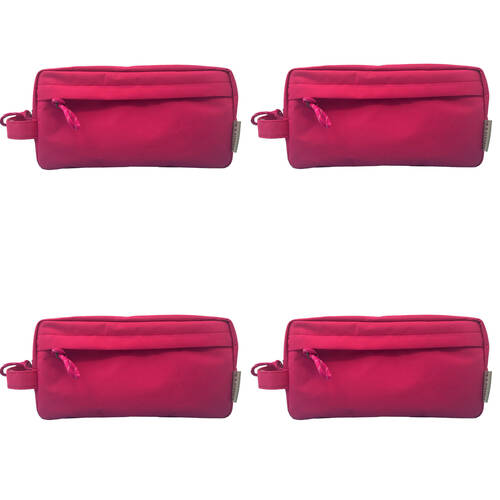 4PK Frankie & Me Women's Rectangular Zip Makeup Cosmetics Toiletry Bag 25x13cm Pink