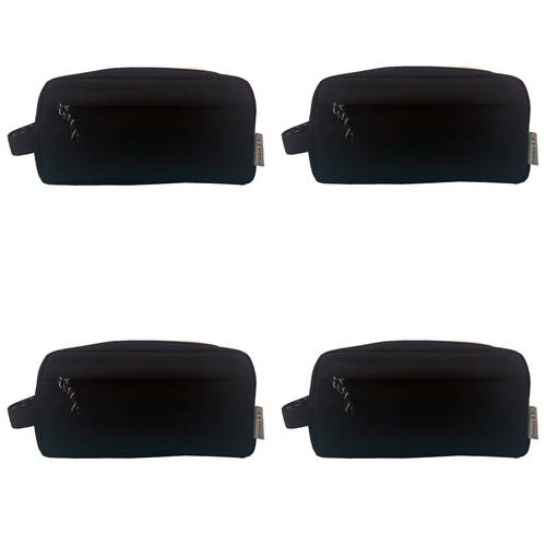 4PK Frankie & Me Women's Rectangular Zip Makeup Cosmetics Toiletry Bag 25x13cm Black