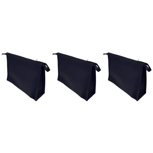 3PK Frankie & Me Women's Zip Makeup Cosmetics Travel Toiletry Bag 24.5x18cm Black