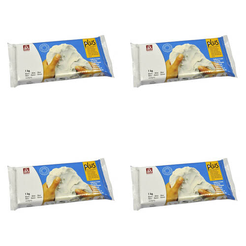 4PK SIO-2 Plus Economy Self-Hardening Air-Dry Sculpting Clay 1kg Natural White