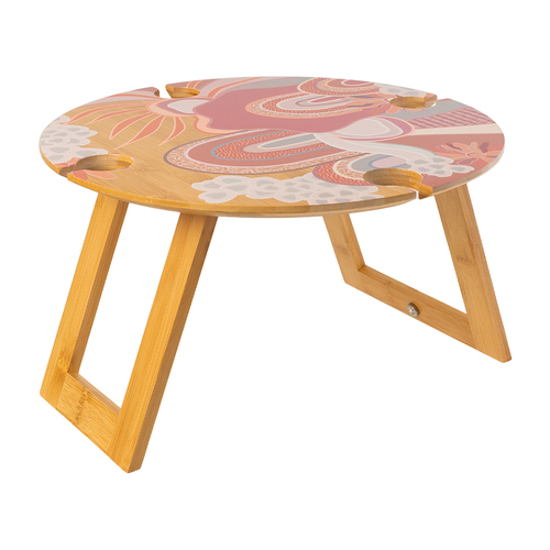 Splosh Picnic Abstract Foldable Round Bamboo Picnic Table 40cm