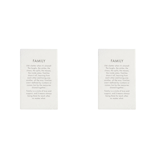 2PK Splosh Precious Quote Family Ceramic Standing/Hanging Decor White 16cm