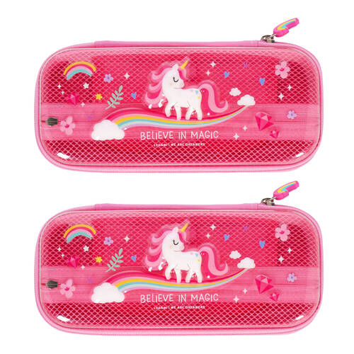 2PK Legami Wonderwow Pencil Case Stationery Organiser 50x23cm Pink Unicorn