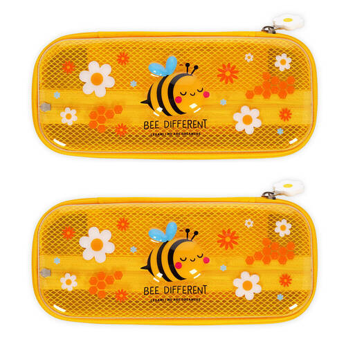 2PK Legami Wonderwow Pencil Case Stationery Organiser 50x23cm Yellow Bee