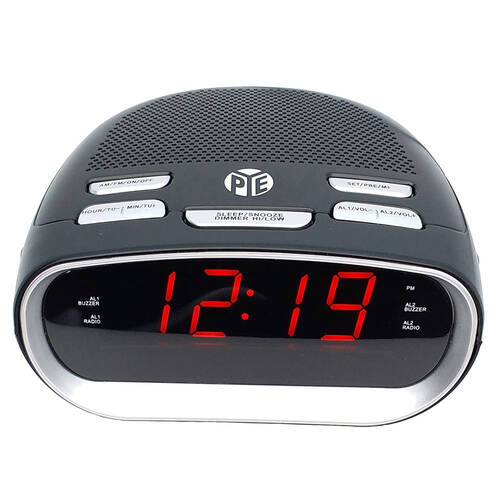 PYE Radio Clock w/ Alarm/Red Display