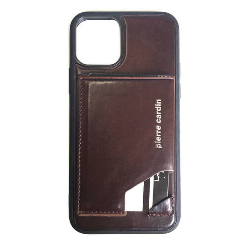 Pierre Cardin Leather Wallet Case for iPhone 11 Pro - Dark Brown
