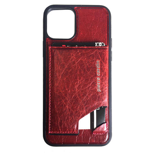 Pierre Cardin Leather Wallet Case for iPhone 11 Pro - Red