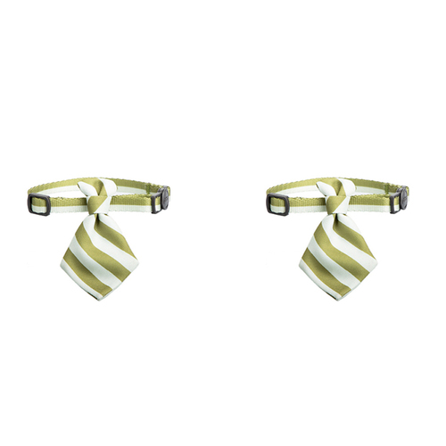 2x Pidan Adjustable 18-30cm Pet Cat Necktie - Green Stripe