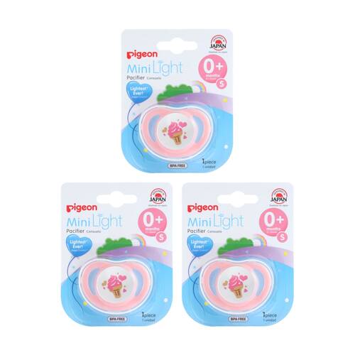 3PK Pigeon Minilight Baby Pacifier Single Pack Silicone Dummy/Soother 12m+