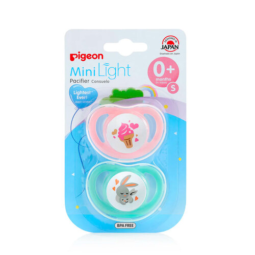 2 pc Pigeon Minilight Pacifier S Assorted Ages 0+