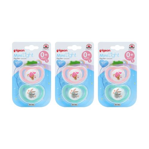 3x 2pc Pigeon Minilight Baby Pacifier Twin Pack Silicone Dummy/Soother 6m+