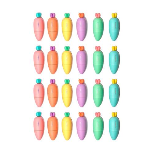 4x 6pc Legami Mini Highlighters Carrot Shaped Coloured Set Fun Stationery