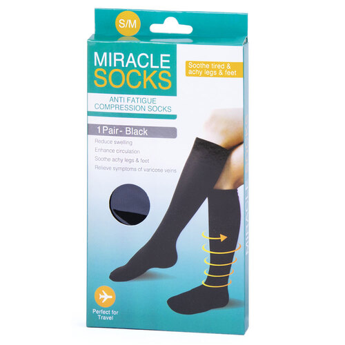 Miracle Anti Fatigue Compression Socks Pair M Black