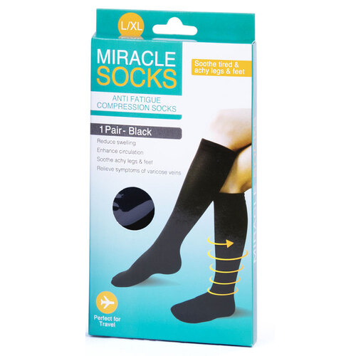 Miracle Anti Fatigue Compression Socks XL Black