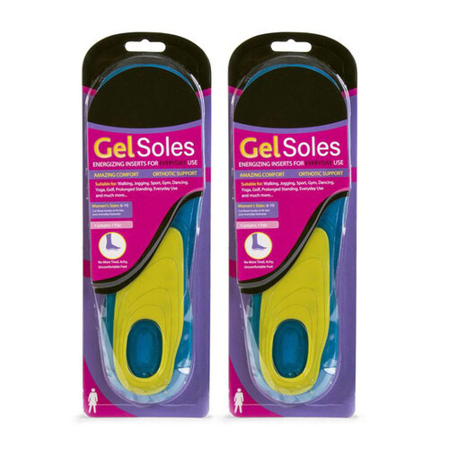 2PK Gel Insoles Pair For Female Shoe Sizes 6-10
