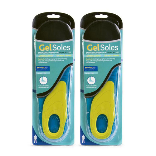2PK Gel Insoles Pair For Male Shoe Sizes 8-13