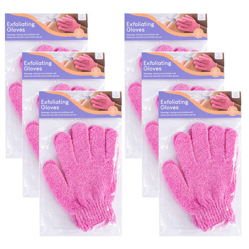6PK Living Today Exfoliating Shower Body Cleaning Gloves Assorted