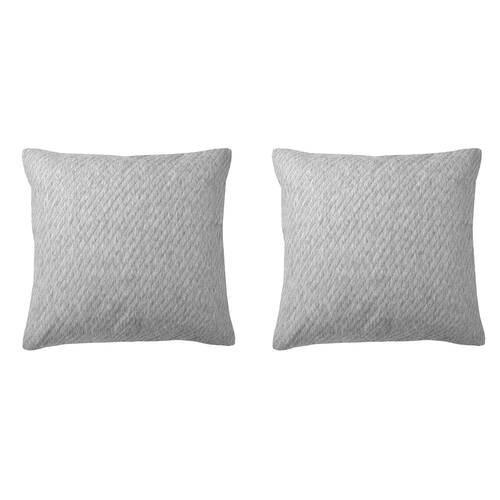 2PK Bianca Pesaro Poly/Cotton European Square Pillowcase 65x65cm Grey Marle