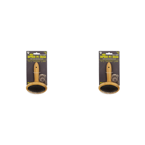 2PK Dudley's World Of Pets Pet Oval Bamboo Brush Pet Care