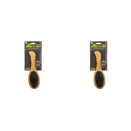 2PK Dudley's World Of Pets Pet Bamboo Dual Brush Pet Care
