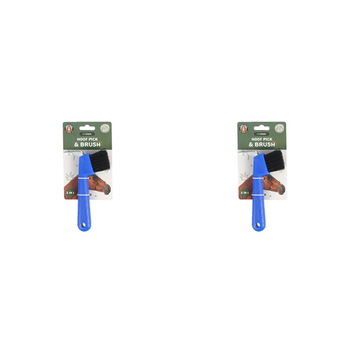 2PK Dudley's World Of Pets Horse Care  2 In 1 Deluxe Hoof Brush/Pick Assorted